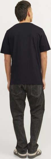 Jack & Jones CORP Logo T-Shirt Black w Small Black Print - Majice Kratkih Rukava - Muške Majice Kratkih Rukava Veliki Brojevi 