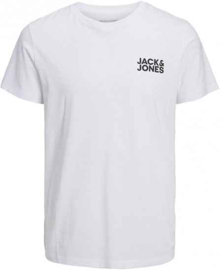 Jack & Jones CORP Logo T-Shirt White w Small Black Print - Majice Kratkih Rukava - Muške Majice Kratkih Rukava Veliki Brojevi 