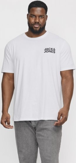 Jack & Jones CORP Logo T-Shirt White w Small Black Print - Majice Kratkih Rukava - Muške Majice Kratkih Rukava Veliki Brojevi 