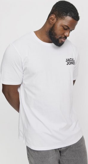 Jack & Jones CORP Logo T-Shirt White w Small Black Print - Majice Kratkih Rukava - Muške Majice Kratkih Rukava Veliki Brojevi 