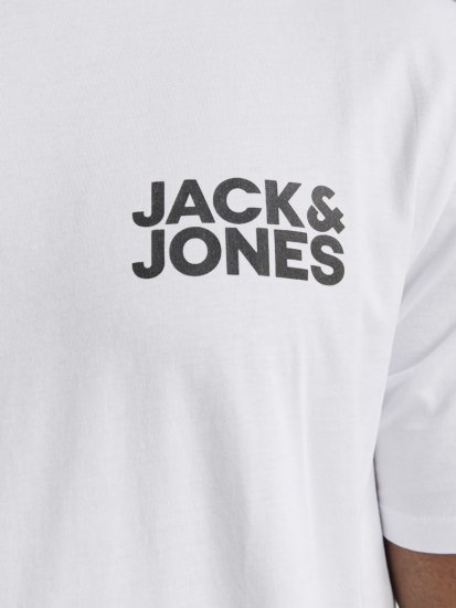 Jack & Jones CORP Logo T-Shirt White w Small Black Print - Majice Kratkih Rukava - Muške Majice Kratkih Rukava Veliki Brojevi 