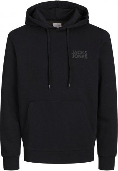 Jack & Jones CORP LOGO Small Print Hoodie Black - Puloveri & dukserice - Muške Puloveri & dukserice veliki brojevi