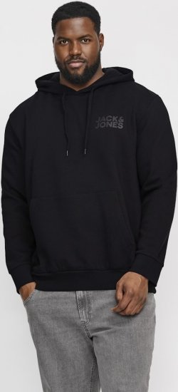 Jack & Jones CORP LOGO Small Print Hoodie Black - Puloveri & dukserice - Muške Puloveri & dukserice veliki brojevi
