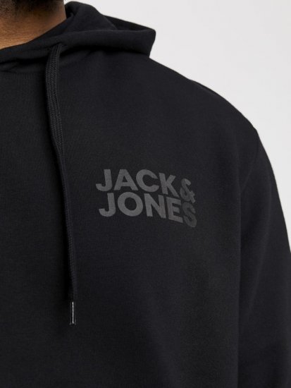 Jack & Jones CORP LOGO Small Print Hoodie Black - Puloveri & dukserice - Muške Puloveri & dukserice veliki brojevi