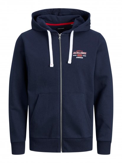 Jack & Jones JJSTAMP ZIP Hoodie Navy - Puloveri & dukserice - Muške Puloveri & dukserice veliki brojevi