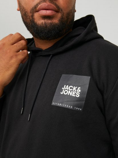 Jack & Jones JJLOCK SWEAT HOOD Black - Puloveri & dukserice - Muške Puloveri & dukserice veliki brojevi