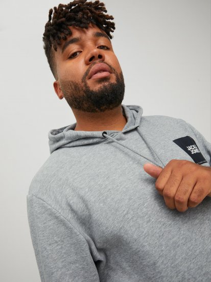 Jack & Jones JJLOCK SWEAT HOOD Grey - Puloveri & dukserice - Muške Puloveri & dukserice veliki brojevi