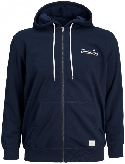 Jack & Jones JORPAUL TONS ZIP Hoodie Navy - Puloveri & dukserice - Muške Puloveri & dukserice veliki brojevi