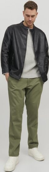Jack & Jones Rocky Urban Rider Leather Jacket Black - Jakne - Muške Jakne Veliki Brojevi