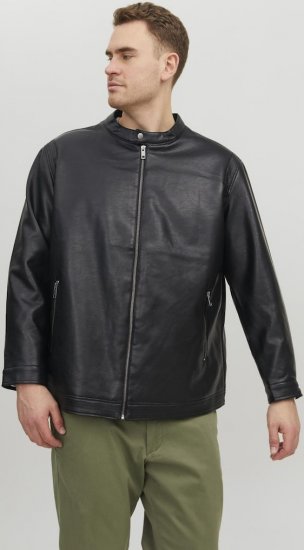 Jack & Jones Rocky Urban Rider Leather Jacket Black - Jakne - Muške Jakne Veliki Brojevi