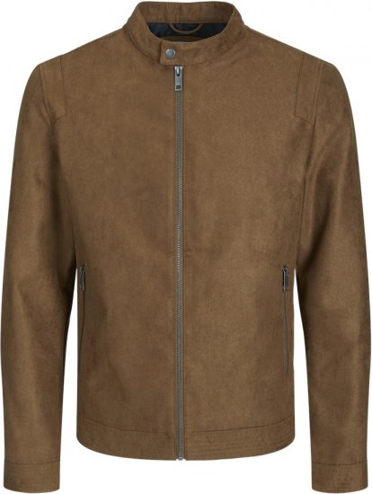 Jack & Jones Rocky Urban Rider Leather Jacket Brown - Jakne - Muške Jakne Veliki Brojevi