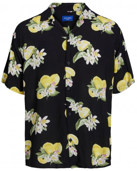 Jack & Jones JORLUKE FLORES Resort Shirt Black - Košulje - Muške Košulje Veliki Brojevi