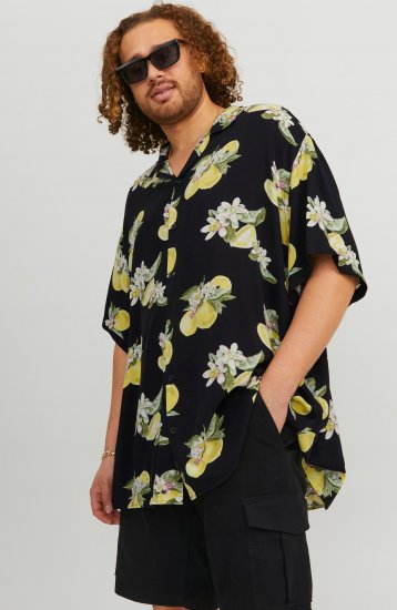 Jack & Jones JORLUKE FLORES Resort Shirt Black - Košulje - Muške Košulje Veliki Brojevi