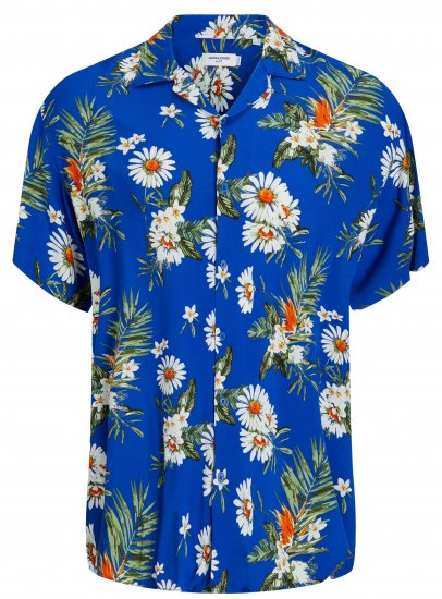 Jack & Jones JORLUKE FLORES Resort Shirt Nautical Blue - Košulje - Muške Košulje Veliki Brojevi