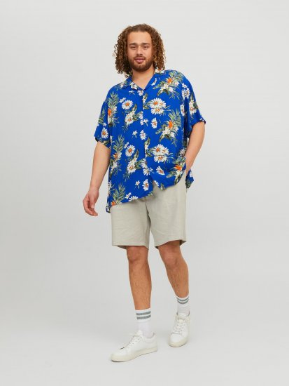 Jack & Jones JORLUKE FLORES Resort Shirt Nautical Blue - Košulje - Muške Košulje Veliki Brojevi