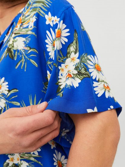 Jack & Jones JORLUKE FLORES Resort Shirt Nautical Blue - Košulje - Muške Košulje Veliki Brojevi
