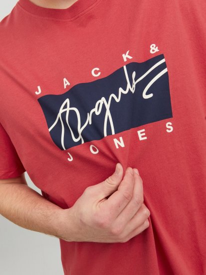 Jack & Jones JORJOSHUA T-shirt Red - Majice Kratkih Rukava - Muške Majice Kratkih Rukava Veliki Brojevi 