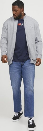 Jack & Jones PAULOS Turtleneck Zip Sweatshirt Light Grey Melange - Puloveri & dukserice - Muške Puloveri & dukserice veliki brojevi