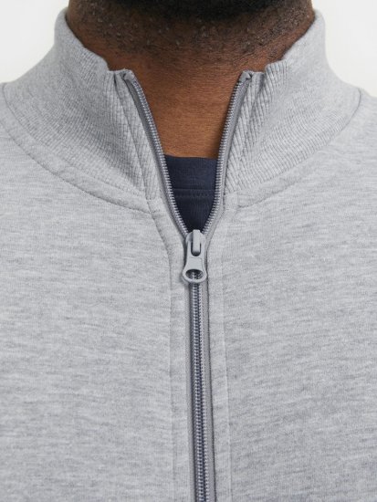 Jack & Jones PAULOS Turtleneck Zip Sweatshirt Light Grey Melange - Puloveri & dukserice - Muške Puloveri & dukserice veliki brojevi