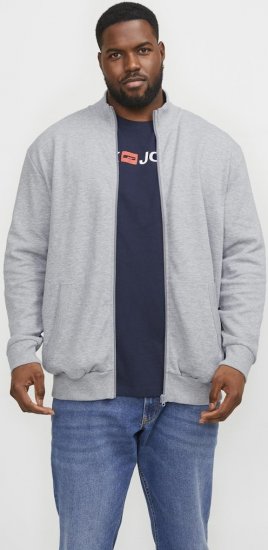 Jack & Jones PAULOS Turtleneck Zip Sweatshirt Light Grey Melange - Puloveri & dukserice - Muške Puloveri & dukserice veliki brojevi