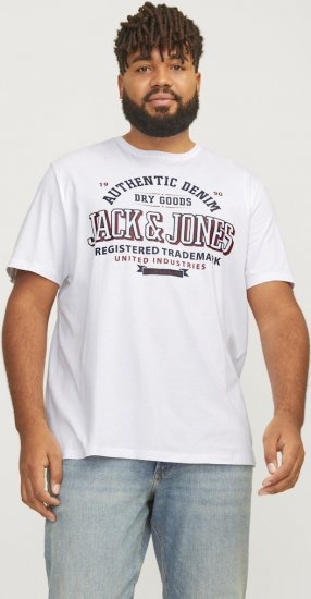 Jack & Jones JJELOGO O-Neck T-Shirt White - Majice Kratkih Rukava - Muške Majice Kratkih Rukava Veliki Brojevi 