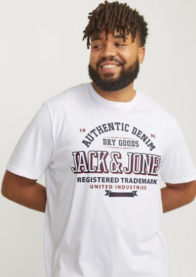 Jack & Jones JJELOGO O-Neck T-Shirt White - Majice Kratkih Rukava - Muške Majice Kratkih Rukava Veliki Brojevi 