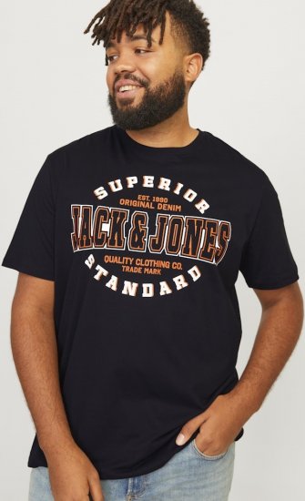 Jack & Jones LOGO O-Neck T-Shirt Black - Majice Kratkih Rukava - Muške Majice Kratkih Rukava Veliki Brojevi 