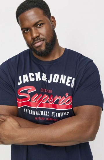 Jack & Jones LOGO O-Neck T-Shirt Dark Blue - Majice Kratkih Rukava - Muške Majice Kratkih Rukava Veliki Brojevi 