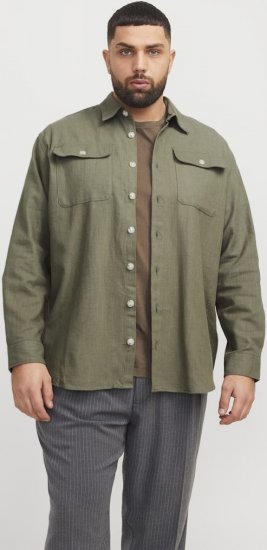 Jack & Jones Raymond Spring Long Sleeve Overshirt Green - Košulje - Muške Košulje Veliki Brojevi