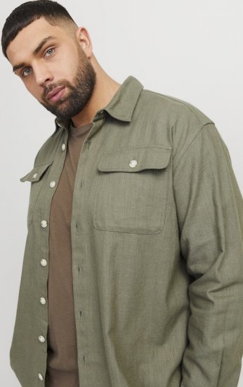 Jack & Jones Raymond Spring Long Sleeve Overshirt Green - Košulje - Muške Košulje Veliki Brojevi