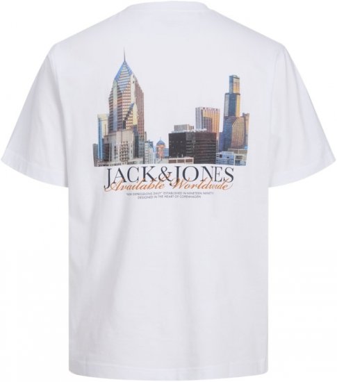 Jack & Jones Boston Photo Crew Neck T-Shirt Bright White - Majice Kratkih Rukava - Muške Majice Kratkih Rukava Veliki Brojevi 