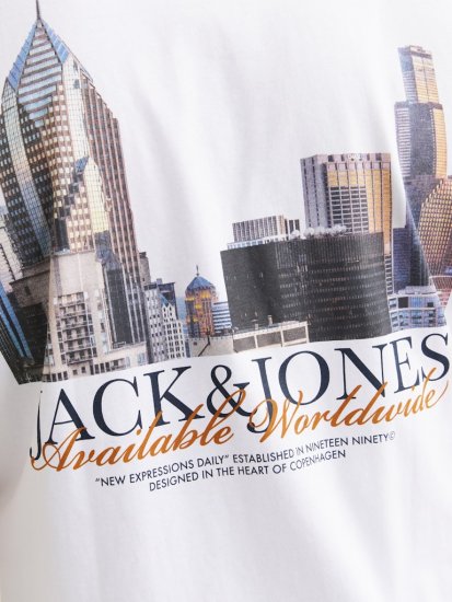 Jack & Jones Boston Photo Crew Neck T-Shirt Bright White - Majice Kratkih Rukava - Muške Majice Kratkih Rukava Veliki Brojevi 