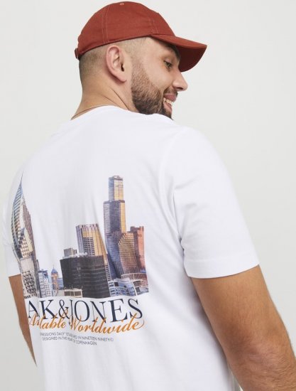 Jack & Jones Boston Photo Crew Neck T-Shirt Bright White - Majice Kratkih Rukava - Muške Majice Kratkih Rukava Veliki Brojevi 