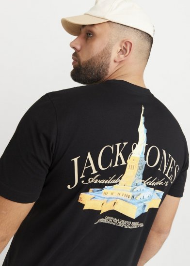Jack & Jones Boston Photo Crew Neck T-Shirt Black - Majice Kratkih Rukava - Muške Majice Kratkih Rukava Veliki Brojevi 