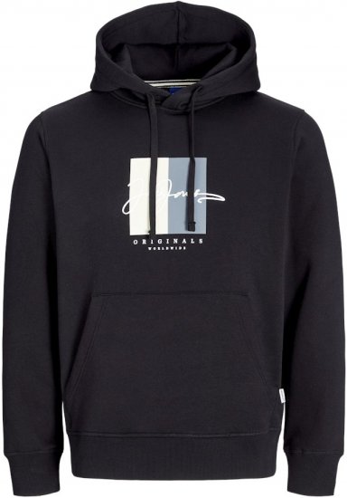 Jack & Jones Frederiksberg Box Script Hoodie Black - Puloveri & dukserice - Muške Puloveri & dukserice veliki brojevi