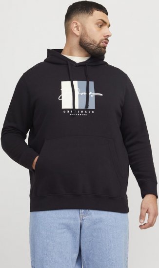 Jack & Jones Frederiksberg Box Script Hoodie Black - Puloveri & dukserice - Muške Puloveri & dukserice veliki brojevi