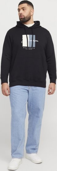 Jack & Jones Frederiksberg Box Script Hoodie Black - Puloveri & dukserice - Muške Puloveri & dukserice veliki brojevi