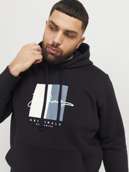 Jack & Jones Frederiksberg Box Script Hoodie Black - Puloveri & dukserice - Muške Puloveri & dukserice veliki brojevi