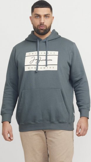 Jack & Jones Frederiksberg Box Script Hoodie Grey - Puloveri & dukserice - Muške Puloveri & dukserice veliki brojevi