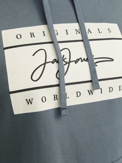 Jack & Jones Frederiksberg Box Script Hoodie Grey - Puloveri & dukserice - Muške Puloveri & dukserice veliki brojevi