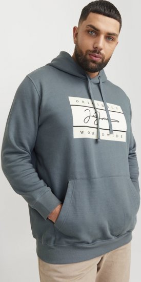 Jack & Jones Frederiksberg Box Script Hoodie Grey - Puloveri & dukserice - Muške Puloveri & dukserice veliki brojevi