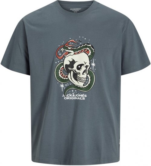 Jack & Jones Anatomy Skull Crew Neck T-Shirt Grey - Majice Kratkih Rukava - Muške Majice Kratkih Rukava Veliki Brojevi 