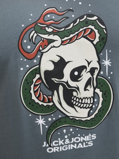 Jack & Jones Anatomy Skull Crew Neck T-Shirt Grey - Majice Kratkih Rukava - Muške Majice Kratkih Rukava Veliki Brojevi 