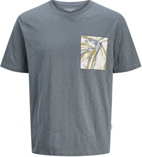 Jack & Jones Split Pocket Print T-Shirt Grey - Majice Kratkih Rukava - Muške Majice Kratkih Rukava Veliki Brojevi 