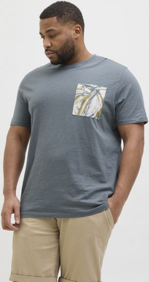Jack & Jones Split Pocket Print T-Shirt Grey - Majice Kratkih Rukava - Muške Majice Kratkih Rukava Veliki Brojevi 
