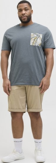 Jack & Jones Split Pocket Print T-Shirt Grey - Majice Kratkih Rukava - Muške Majice Kratkih Rukava Veliki Brojevi 