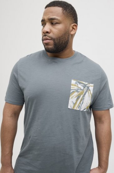 Jack & Jones Split Pocket Print T-Shirt Grey - Majice Kratkih Rukava - Muške Majice Kratkih Rukava Veliki Brojevi 