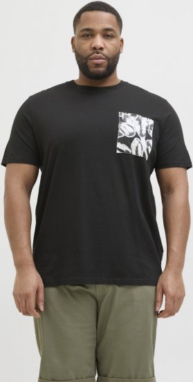 Jack & Jones Split Pocket Print T-Shirt Black - Majice Kratkih Rukava - Muške Majice Kratkih Rukava Veliki Brojevi 