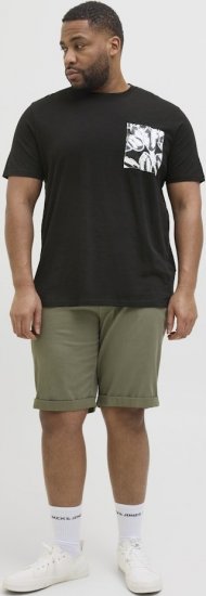 Jack & Jones Split Pocket Print T-Shirt Black - Majice Kratkih Rukava - Muške Majice Kratkih Rukava Veliki Brojevi 