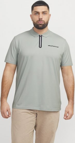 Jack & Jones Fusion Pique Zipper Polo Green/Blue - Polo majice - Muške Polo Majice Veliki Brojevi